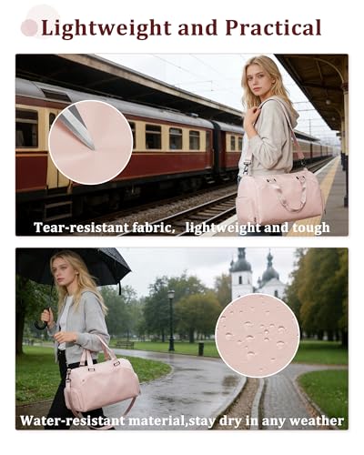 Gym Bag for Women with Shoe Compartment Travel Duffel Bag Pink - color: D12-Pink