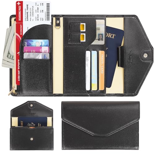 ZOPPEN Passport Holder, Rfid Blocking Passport Wallet (Ver.4) Travel Essentials for Flying Tri-fold Document Organizer Holder, Black 1