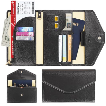 ZOPPEN Passport Holder, Rfid Blocking Passport Wallet (Ver.4) Travel Essentials for Flying Tri-fold Document Organizer Holder, Black 1