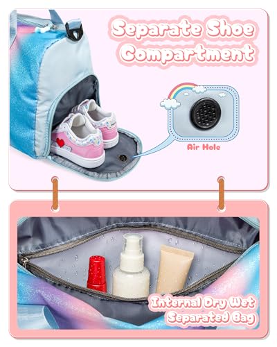 Birthday Gifts for 3 4 5 6 7 8 9 10 11 Year Old Girls-Girl Gym Bag - color: Rainbow Blue, style: B