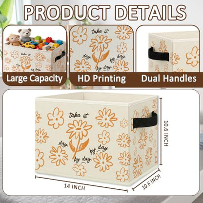 Boho Mental Health Floral Storage Bins Box Collapsible Basket - color: Color08