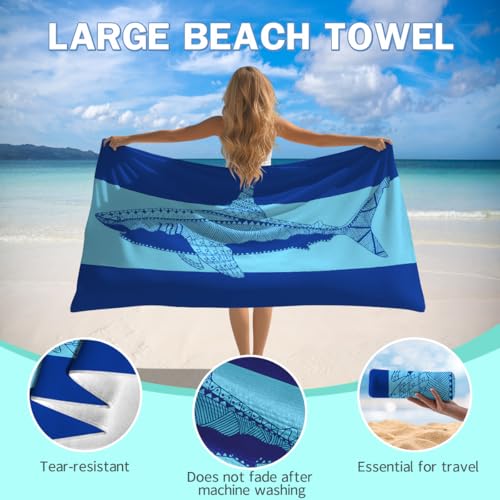 Shark Microfiber Beach Towel 35×70 Inch Fast Dry Lightweight Towel - color: Shark, size: 35*70Inch