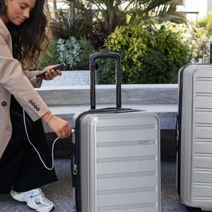 Travel Select Snowcreek Hardside Expandable Spinner Luggage Set w/USB Port, Gray, 3-Piece - color: Gray, size: 3 Piece Set