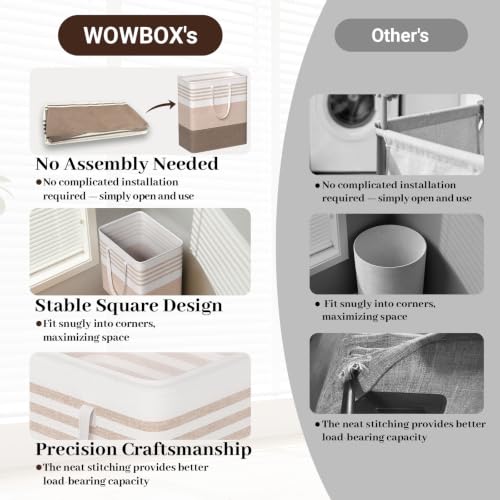 WOWBOX 2 Pack Laundry Baskets, Collapsible Dirty Clothes Laundry Hampers - color: Khaki, size: 100L