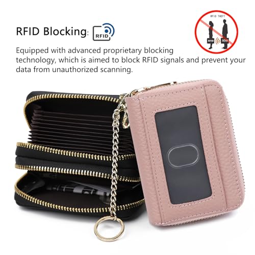 imeetu RFID Credit Card Holder, Small Card Wallet Women, Leather Card Case - color: Max - Pink, size: Max