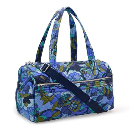 Amazon Essentials Women's Quilted Weekender Duffel Bag, Blue Paisley, One Size - color: Blue Paisley