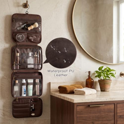 Personalized 3-in-1 Hanging Toiletry Bag Travel Gifts for Men Him - color: Dark Brown, style: M