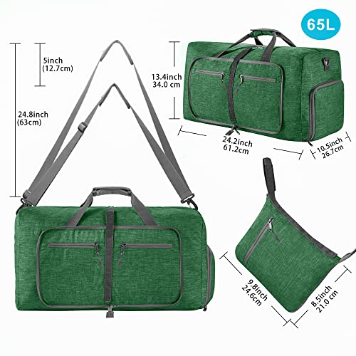 Vomgomfom 65L/85L/115L 접이식 여행용 더플 백, 신발 수납 공간 포함 - color: E 딥 그린, size: 85L