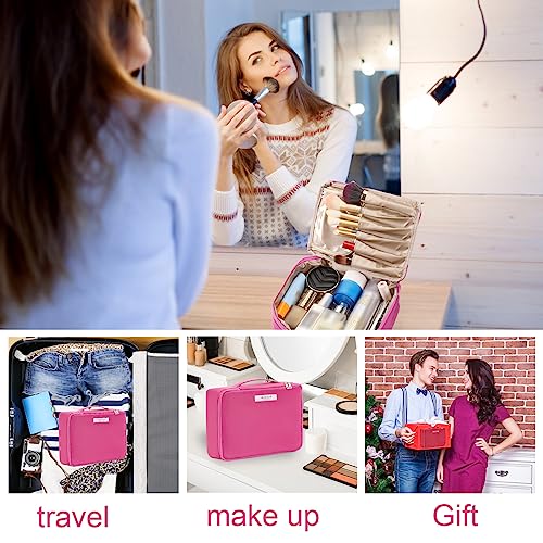 Queboom Travel Makeup Bag Cosmetic Bag Toiletry Bag for Women & Men, Rosy - color: Rosy-1pcs