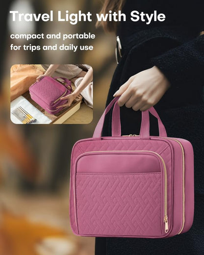 HOTOR Hanging Travel Toiletry Bag Women Men, Rosewood-Pink, Medium - color: Rosewood-Pink, size: Medium