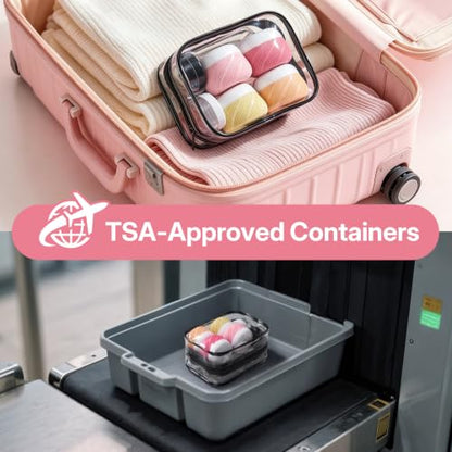 LitBear 19 Pack Travel Size Containers for Toiletries, TSA Approved | Leakproof, Refillable, 1oz, Silicone Containers, Cream Jars, Fine Mist Spray Bottles, Clear Bag, Shampoo, Lotion, Cosmetics - color: Pink