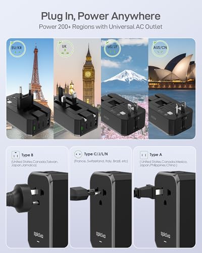 EPICKA Air 40W Universal Travel Adapter PD&QC with 1AC/3USB-C/1USB-A - style: 40W-Black