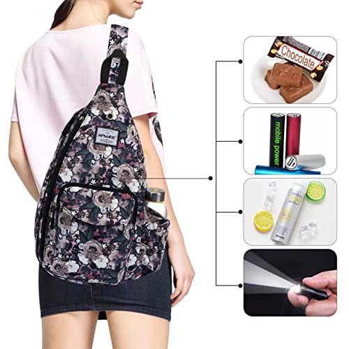 Backpack Sling for Women Anti-Water Crossbody Bag Inclined Adjustable Pack - color: Gray Rose