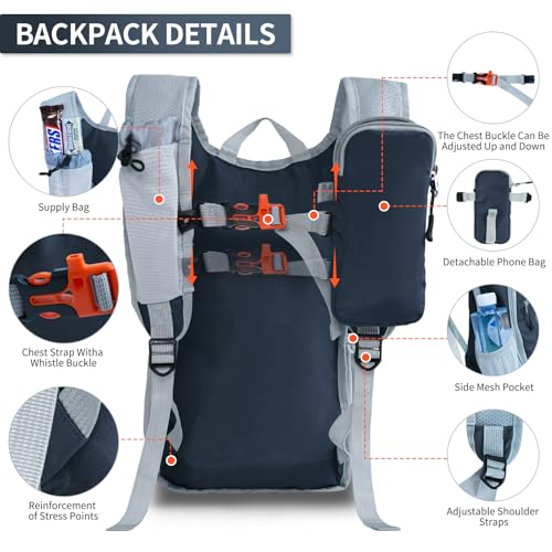 Small Hiking Backpack Packable Lightweight for Women Men - color: Gray, size: 10L