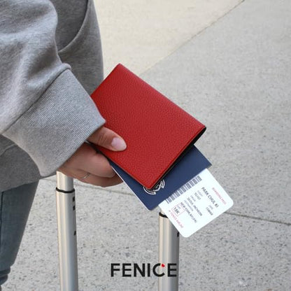 Fenice Classic Passport Cover Holder Wallet Case for Travel Essential RFID Blocking Vegan Leather Waterproof (RED) - color: RED