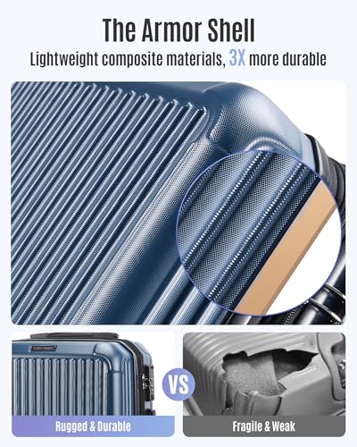 LIGHT FLIGHT 20 Inch Carry On Luggage 22x14x9 Airline Approved, Royal Blue | Durable ABS hardshell suitcase with TSA lock, 20% expandable capacity from 35L to 42L, silent 360 spinner wheels - color: Royal Blue, size: Carry-On - 20"