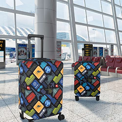 Explore Land Travel Luggage Cover Fits 18-22 inch Case (Bon Voyage, S) - color: Bon Voyage, size: S
