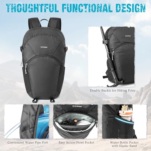 G4Free 25L Lightweight Hiking Backpack for Men Women - color: Black