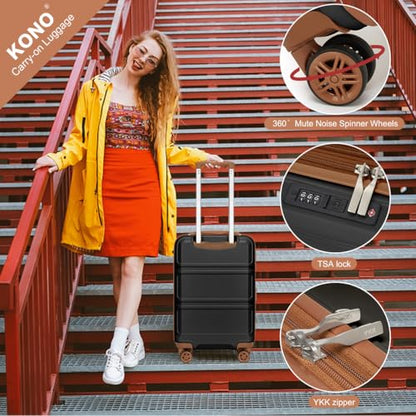 Kono Suitcase Set 3 Piece Luggage Set Expandable with Spinner Wheels - color: Apricot Grey, size: 6-piece set (Db/Tb/12/20/24/28)