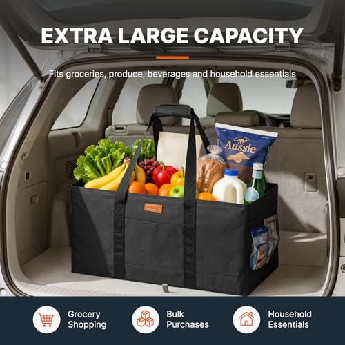 WONDAY Black Foldable Utility Tote Bag, Reusable Grocery Bag - color: Black