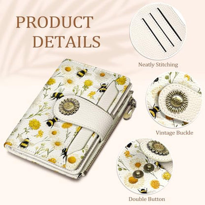 Icycay Bee Small Wallet Women RFID Blocking Bifold Cute Credit Card Holder - color: Bee