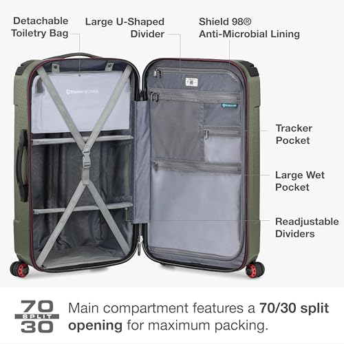Traveler's Choice Maxporter II Polycarbonate Hardside Trunk with Spinner Wheels, Green, 28-Inch Medium Trunk - color: Dark Green, size: 28-inch Medium Trunk