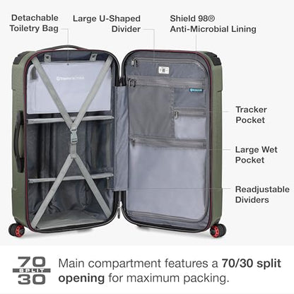 Traveler's Choice Maxporter II Polycarbonate Hardside Trunk with Spinner Wheels, Green, 28-Inch Medium Trunk - color: Dark Green, size: 28-inch Medium Trunk