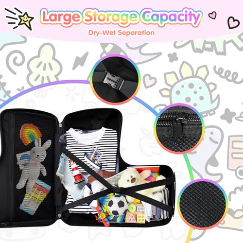 smilesun 20" Kids Ride On Luggage with DIY Coloring, Durable Lightweight Carry On Travel Suitcase with Spinner Wheels, TSA Lock