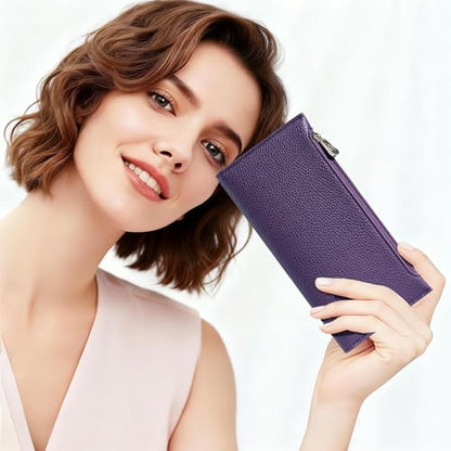 Tipmile Slim Wallet for Women, RFID Blocking Credit Card Holder - color: Purple