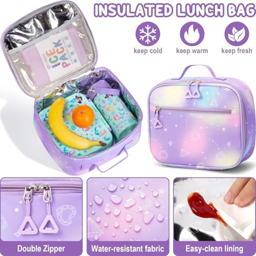 Fimibuke Kids Backpack for School Girls, Waterproof Backpack w/Lunch Box - color: A4.Black