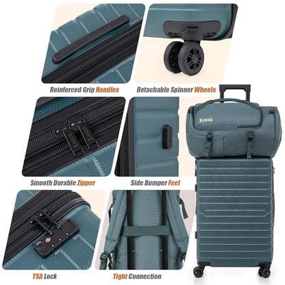 Eeeza Luggage Sets 5 Piece,Hardside Expandable Durable Luggage,21"/25"/30" - color: DarkGreen