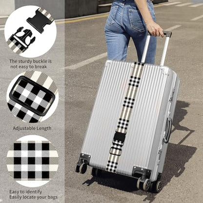 Luggage Straps for Suitcases, Heavy Duty Travel Belt with Quick-Release Buckle, Adjustable Suitcase Strap, Cute Luggage Accessories for Travel Classic Plaid - color: Classic Plaid
