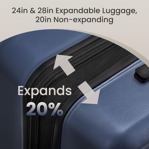 SHOWKOO G-Series Luggage set 3pcs, 100% PC Durable Hardshell Suitcase - color: Deep Blue, size: 3-Piece Set (20/24/28in)