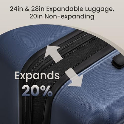SHOWKOO G-Series Luggage set 3pcs, 100% PC Durable Hardshell Suitcase - color: Deep Blue, size: 3-Piece Set (20/24/28in)