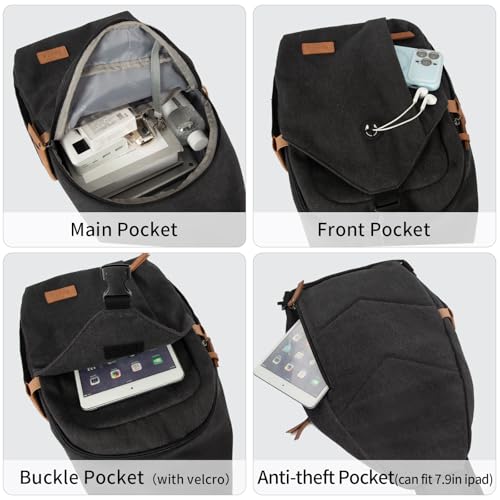OSOCE Sling Bag for Men, Crossbody Bag Anti-Theft, Headphone Pocket - color: Black, size: Small