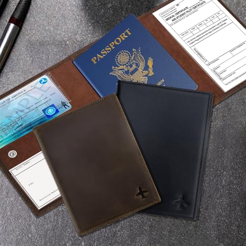Pilot Wallet Passport Holder - Leather Pilot Passport Wallet Accessories Black (Brown) - color: Brown