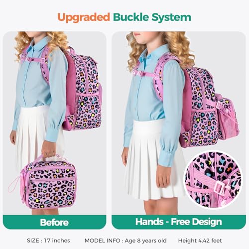Choco Mocha Floral Backpack Set Kids Backpacks for Girls, Girls Backpack with Lunch Box & Water Bottle, Elementary School Bookbag Age 6-8 17 Inch, Pink - color: Floral Pink