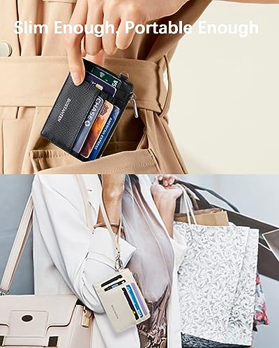 BOSTANTEN Small Wallet For Women RFID Leather Credit Card Holder Slim Wristlet Keychain Wallet With Zipper Pocket Pink - color: Pink