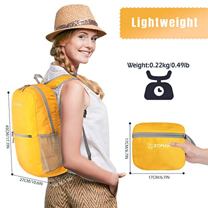 ZOMAKE Lightweight Packable Backpack, Foldable Small Travel Day Pack - color: Yellow