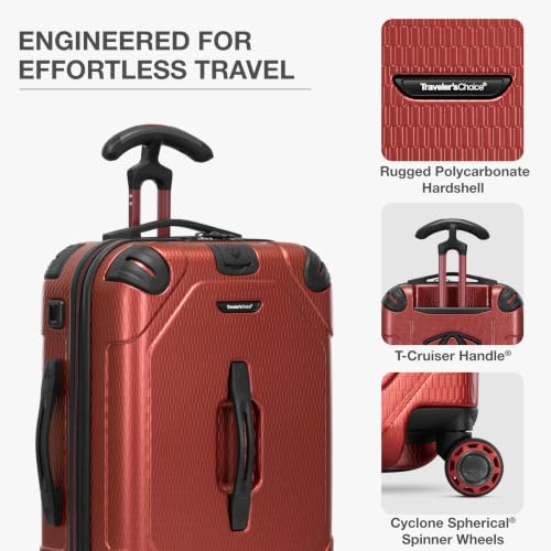 Traveler's Choice Maxporter II Polycarbonate Hardside Trunk with Spinner Wheels, Red, 22-Inch Carry-on Luggage - color: Red, size: 22-inch Carry-on Luggage
