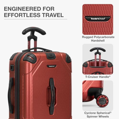 Traveler's Choice Maxporter II Polycarbonate Hardside Trunk with Spinner Wheels, Red, 22-Inch Carry-on Luggage - color: Red, size: 22-inch Carry-on Luggage