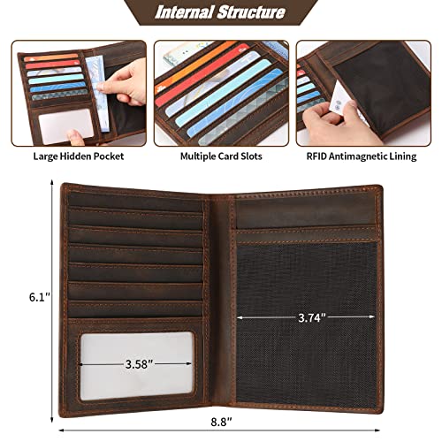 Jack&Chris Leather Passport Holder RFID Blocking Passport Travel Wallet Cover Case for Men Women Brown JC17 - color: JC17-Red Brown