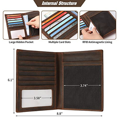 Jack&Chris Leather Passport Holder RFID Blocking Passport Travel Wallet Cover Case for Men Women Brown JC17 - color: JC17-Red Brown