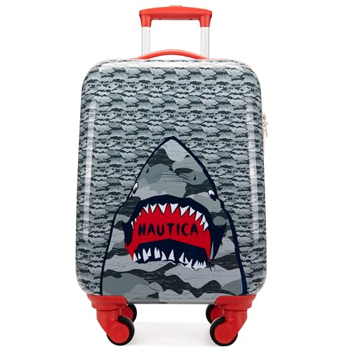 Nautica Kids 18" Hardside Carry-on Suitcase with Spinner Wheels, Shark Attack - color: Shark Attack