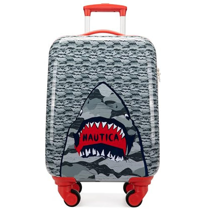 Nautica Kids 18" Hardside Carry-on Suitcase with Spinner Wheels, Shark Attack - color: Shark Attack