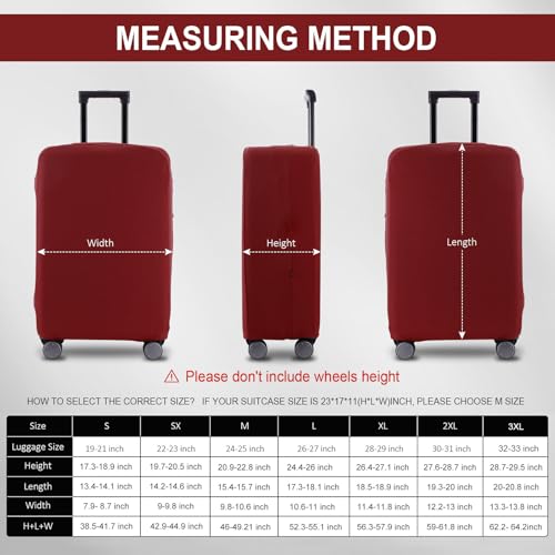 Travel Luggage Cover - Scratch-Resistant Fit 19-31 Inch, Claret (S(19-21 inch)) - color: Claret, size: 19-21 inch