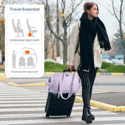 TOPDesign Travel Duffel Bag, Puffy Carry On Overnight, Gym Bag w/Wet Pocket - color: Light Purple