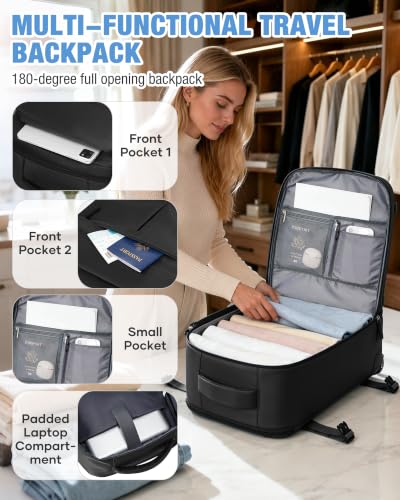 suradar Travel Backpack for Women Men Laptop Backpacks Carry On - color: A1-black