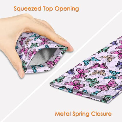 FINTIE Soft Eyeglasses Case with Cleaning Cloth, Squeeze Top Glasses Pouch - color: Butterfly