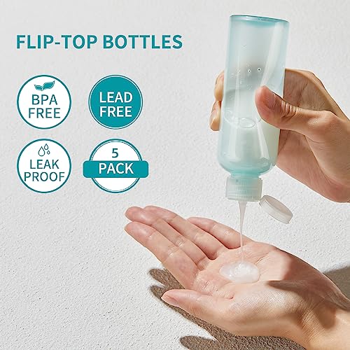 LISAPACK 3.4 oz Travel Bottles for Toiletries, Plastic Shampoo Containers - color: Light Green